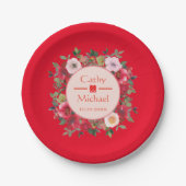 Rode cirkel met een moderne Chinese bruiloft Papieren Bordje (Voorkant)