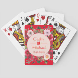 Rode cirkel met een moderne Chinese bruiloft Pokerkaarten