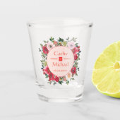 Rode cirkel met een moderne Chinese bruiloft Shot Glas (Voorkant)