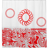 Rode cirkel met schoengordijn douchegordijn (Voorkant)