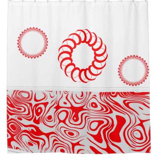 Rode cirkel met schoengordijn douchegordijn (Voorkant)