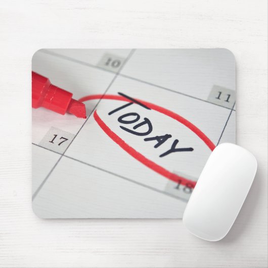 Rode cirkel op agenda muismat (Met muis)