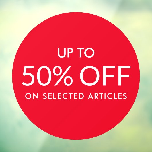 Rode cirkel tot aangepaste %-afroepvenster raamsticker (Vel 3)