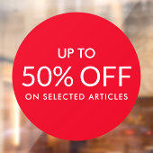 Rode cirkel tot aangepaste %-afroepvenster raamsticker (Vel 2)