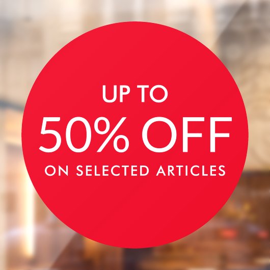 Rode cirkel tot aangepaste %-afroepvenster raamsticker (Vel 2)