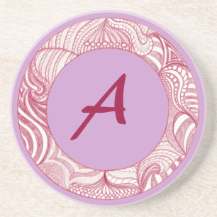 Rode cirkellijntekening, monogram Onderzetters