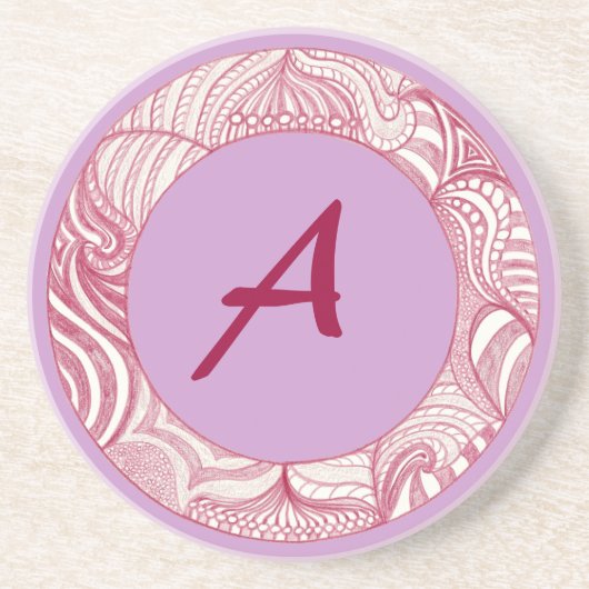 Rode cirkellijntekening, monogram Onderzetters (Voorkant)