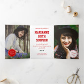 Rode cirkels 5-foto Afstuderen Drieluik Uitnodiging (Binnen)