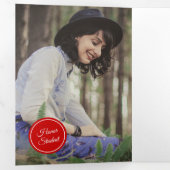 Rode cirkels 5-foto Afstuderen Drieluik Uitnodiging (Binnenzijde eerst)