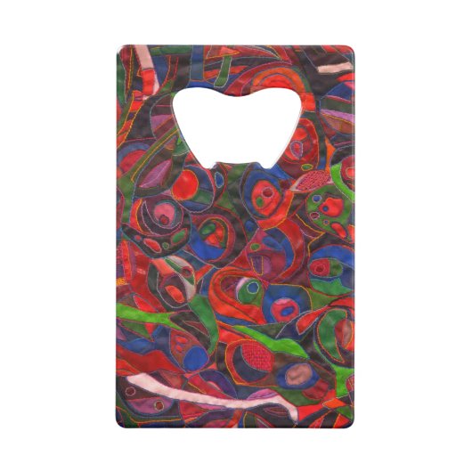 Rode cirkels creditkaart flessenopener (Voorkant)