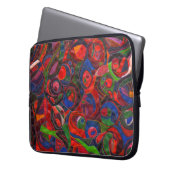 Rode cirkels laptop sleeve (Voorkant Links)