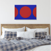 Rode cirkels op blauw canvas afdruk (Insitu (Slaapkamer))