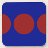 Rode cirkels op blauw onderzetter (Voorkant)