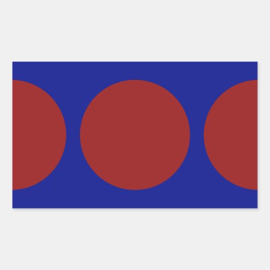 Rode cirkels op blauw rechthoekige sticker (Voorkant)