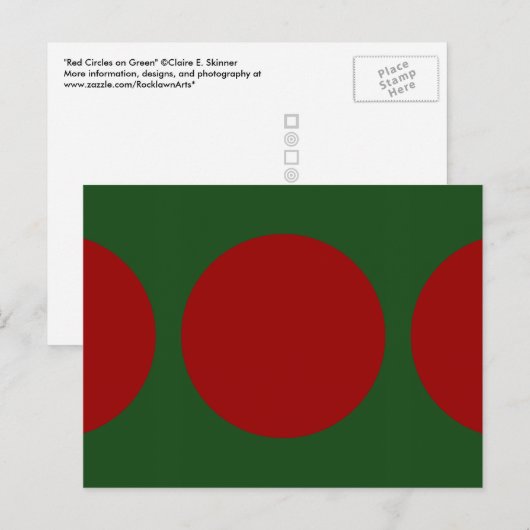 Rode cirkels op groen briefkaart (Voorkant / Achterkant)