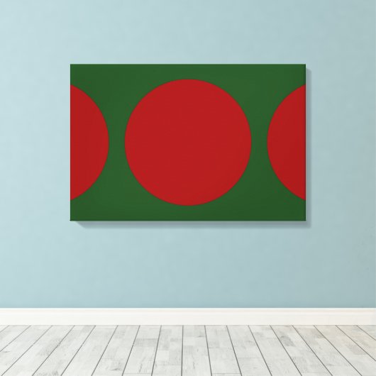 Rode cirkels op groen canvas afdruk (Insitu (Houten vloer))