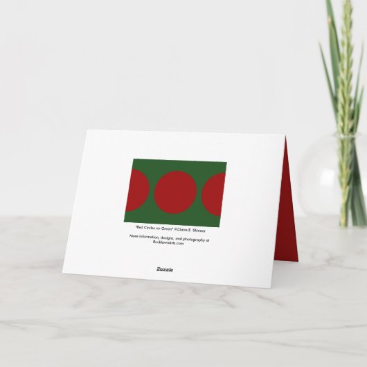 Rode cirkels op groen feestdagen kaart (Achterkant)