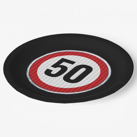 Rode cirkelvormige verkeersbord met aangepaste lee papieren bordje (Gekanteld)