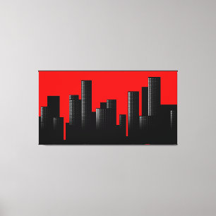 rode citystand canvas afdruk