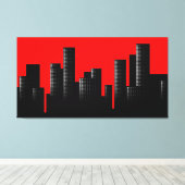 rode citystand canvas afdruk (Insitu (Houten vloer))