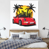 Rode Classic Carrera in City Sunset Canvas Afdruk (Insitu (Slaapkamer))