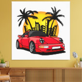 Rode Classic Carrera in City Sunset Canvas Afdruk (Insitu (Woonkamer))