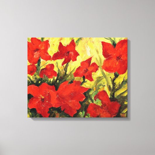 Rode Clematis, Krachtige Rode Bloemschildering Canvas Afdruk (Voorkant)