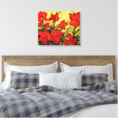 Rode Clematis, Krachtige Rode Bloemschildering Canvas Afdruk (Insitu (Slaapkamer))