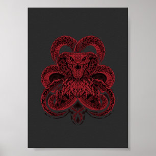 Rode Cobra Art Deco Slang Illustratie Poster