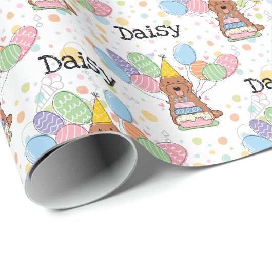 Rode Cockapo Cavapoo Hond Verjaardag Cadeaupapier (Rol Hoek)