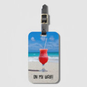 Rode cocktail bij het Zee Foto Bagagelabel (Voorkant (verticaal))