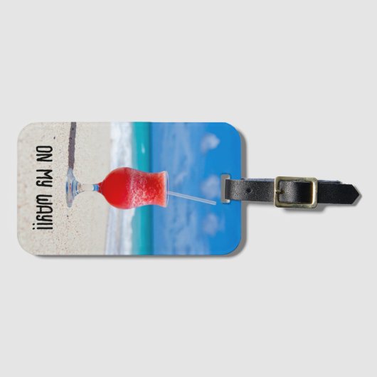 Rode cocktail bij het Zee Foto Bagagelabel (Voorkant (horizontaal))