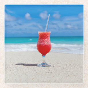 Rode cocktail bij het Zee Foto Glazen Onderzetter
