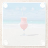 Rode cocktail bij het Zee Foto Glazen Onderzetter (Achterkant)