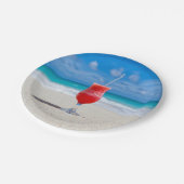 Rode cocktail bij het Zee Foto Papieren Bordje (Gekanteld)