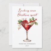 Rode Cocktail Christmas Spirit Feestdagenkaart (Voorkant)