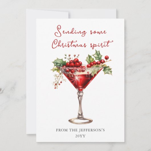 Rode Cocktail Christmas Spirit Feestdagenkaart (Voorkant)