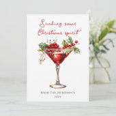Rode Cocktail Christmas Spirit Feestdagenkaart (Staand voorkant)