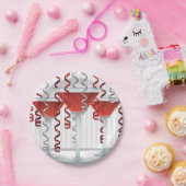 Rode cocktail en lint papieren bordje (Feest)