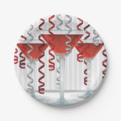 Rode cocktail en lint papieren bordje (Voorkant)