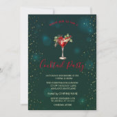 Rode Cocktail Sterren Groene Kerst  Kaart (Voorkant)