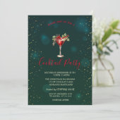 Rode Cocktail Sterren Groene Kerst  Kaart (Staand voorkant)