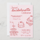 Rode cocktail vrijgezellenfeest kaart (Voorkant)