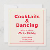 Rode Cocktails & Drinken Vette Typografie Volwasse Kaart (Voorkant)