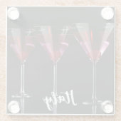 Rode cocktails in martinglas met kersen glazen onderzetter (Achterkant)