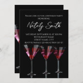 Rode cocktails in martinglas met kersen kaart (Voorkant / Achterkant)