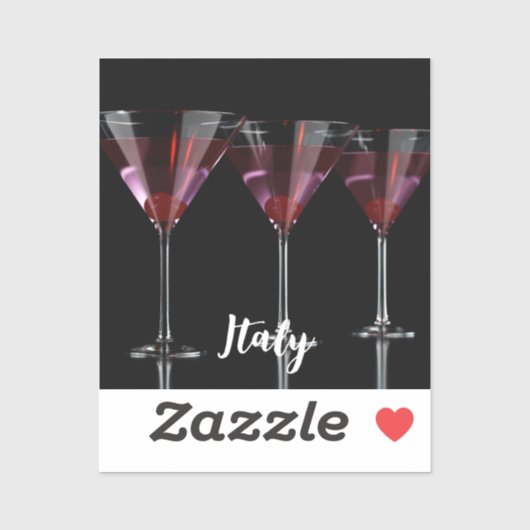 Rode cocktails in martinglas met kersen sticker (Vel)