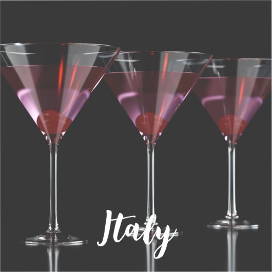 Rode cocktails in martinglas met kersen sticker (Voorkant)