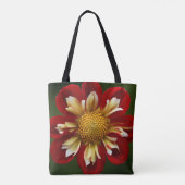 Rode Collarette Dahlia Bloem Tote Bag (Achterkant)