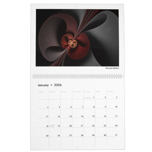 Rode Collectie Abstracte fractals 2026 Kalender (Jan 2026)
